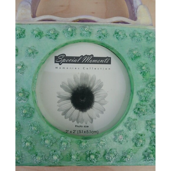 Purse Shaped Mini Picture Frame Resin Textured Fits a 2x2 Picture Cute Gift Idea - Picture 8 of 8